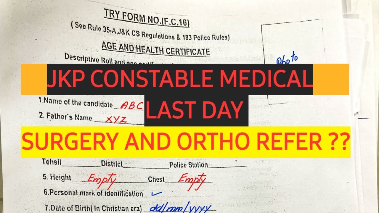 JKP CONSTABLE MEDICAL UPDATE LAST DAY | SURGERY AND ORTHO | #jkp #jkpconstablejobs #jkpsi #medical 
