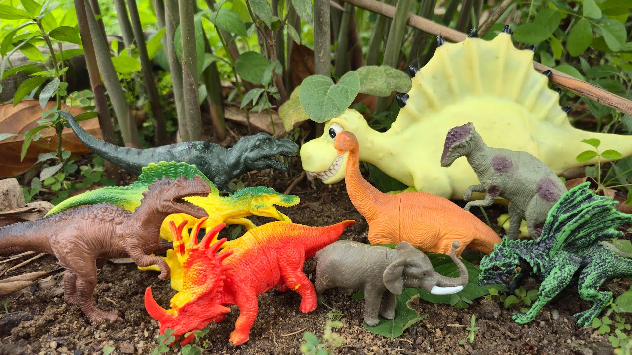 Menemukan Dinosaurus T-Rex Spinosaurus Brontosaurus Ceratosaurus Styracosaurus Dragon