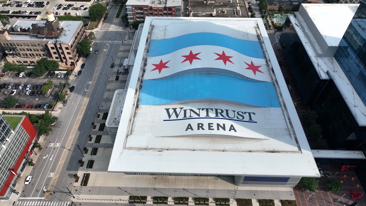 Drone View Of Wintrust Arena - Home Of Chicago Sky