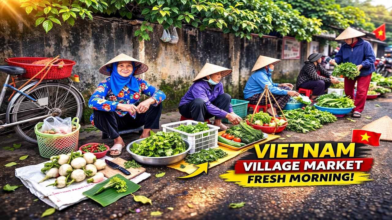 EXPLORING MÔI MARKET | MORNING WALKING IN RURAL VIETNAM