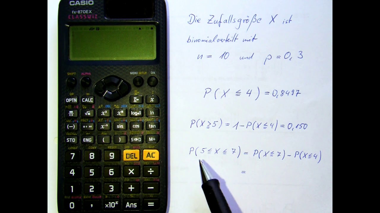Kumulierte Wahrscheinlichkeiten mit Casio fx-87DEX