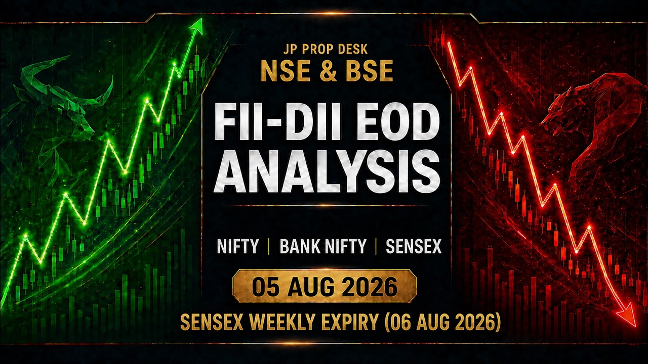 NSE & BSE FII DII EOD Analysis -05 Aug 2026 -FII Shorts Deepen, Pro Flips Long Sensex Expiry 06 Aug