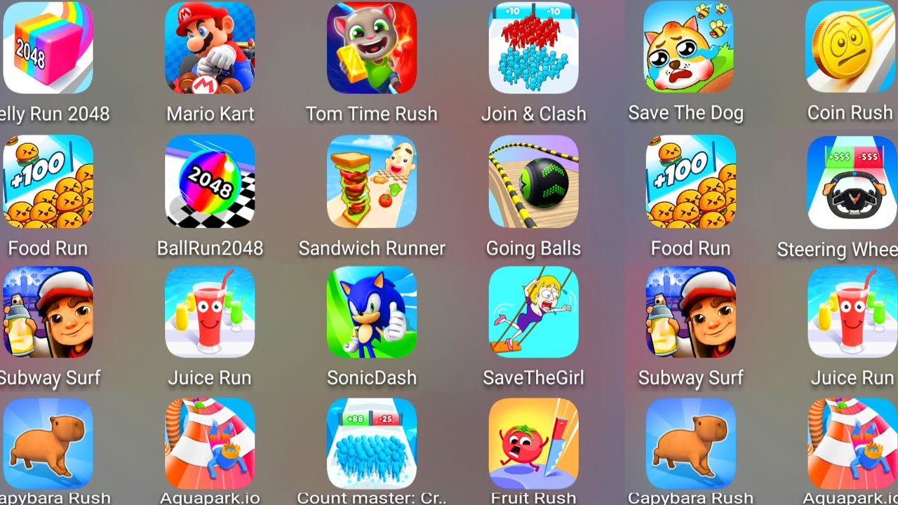 Count Master 3D,Juice Run,Subway Surf,Coin Rush,Mario Kart,Jelly Run 2048,Aquapark.io,Going Balls...
