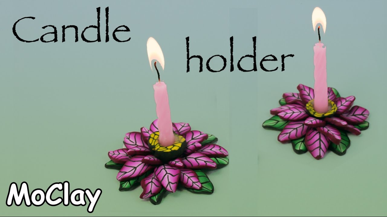 DIY Christmas Candle Holder - Polymer clay Poinsettia Decoration