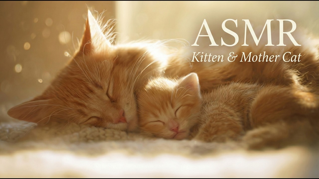🐈 Mother Cat & Kitten ASMR 🌙 Purring in Warm Sunlight ☀️ (No Talking, 1 Hour)