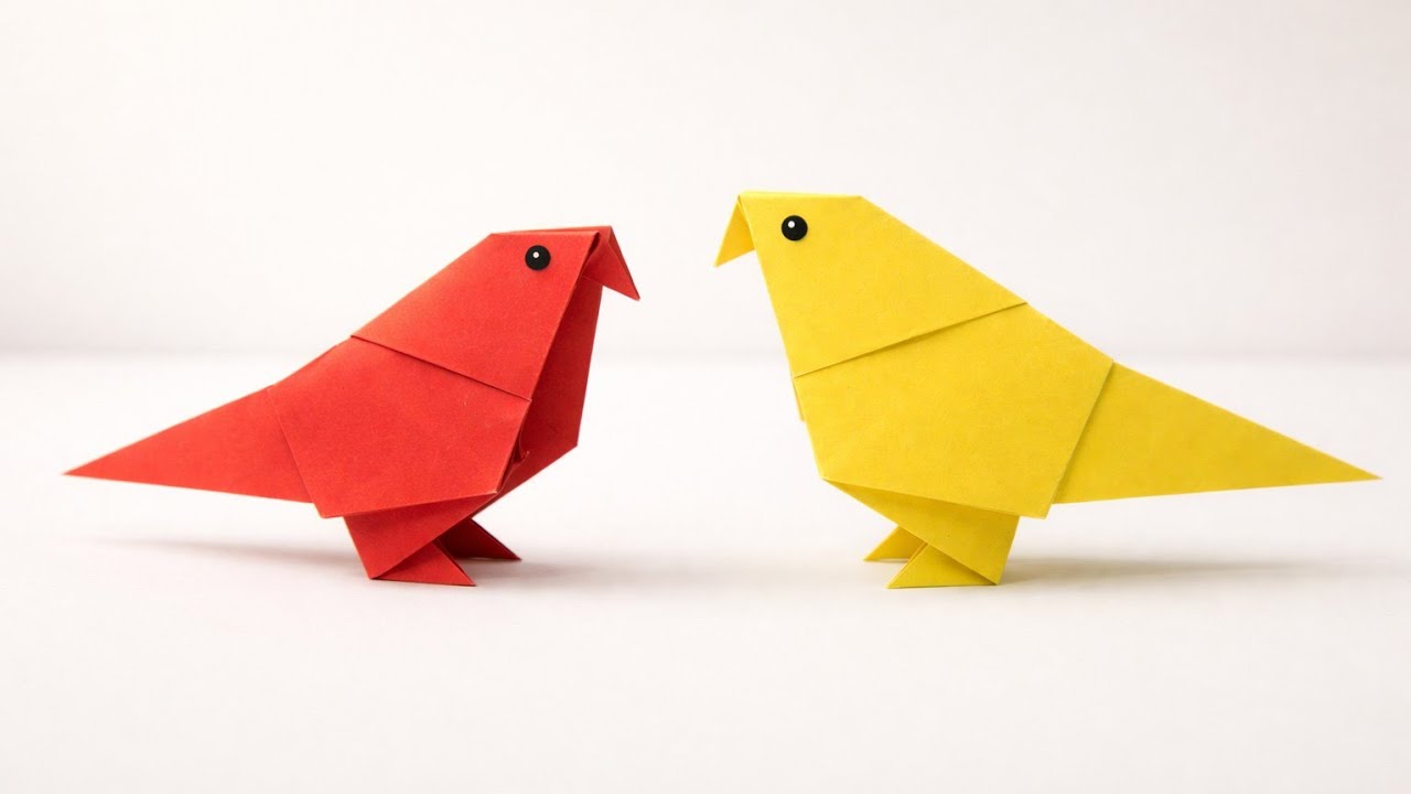 How to make an easy paper bird - origami bird example