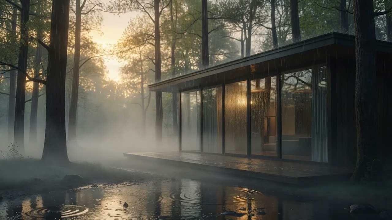 Serene Rainy Fogy Ambience Sounds | Modern Home Rain & Water Sounds for Relaxation