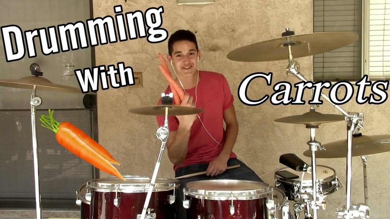 Drummer Playing With Carrots As Drumsticks