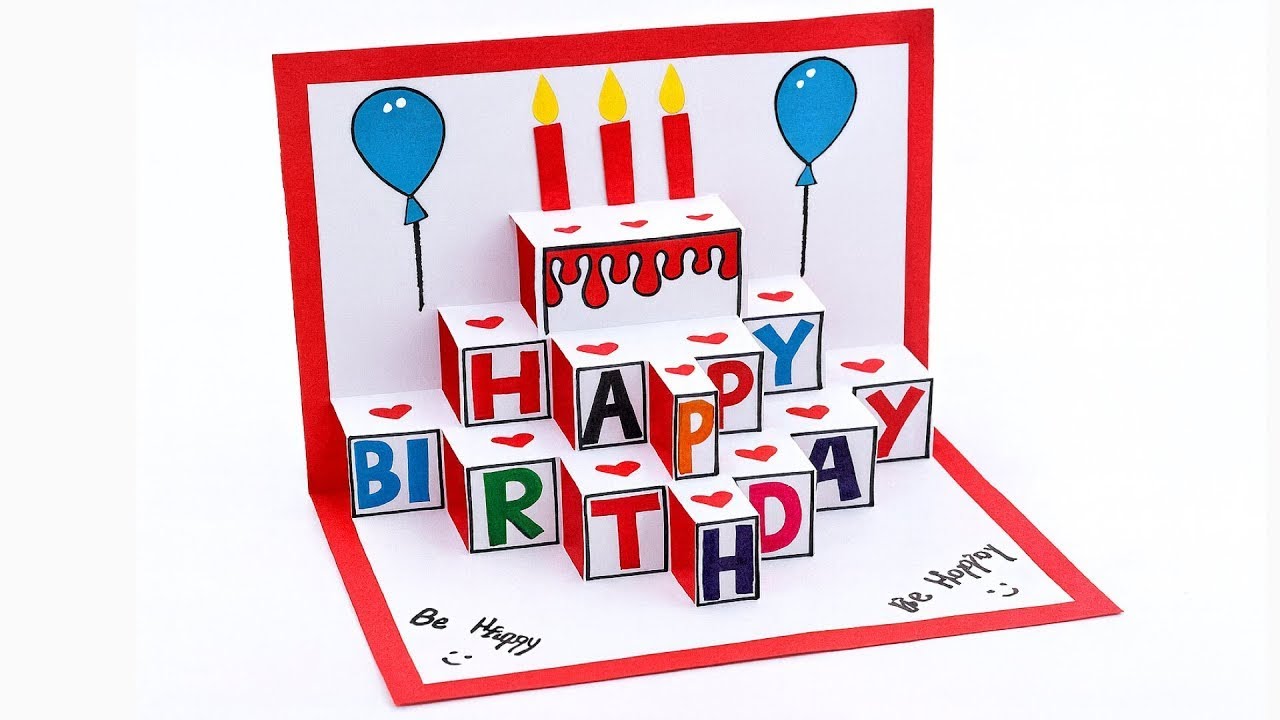 Amazing 3D Pop-Up Birthday Card | Handmade Greeting Card Tutorial | Beautiful 3D Birthday Card 😍