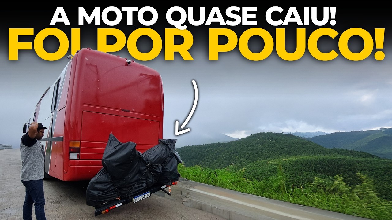 QUE SUSTO NA ESTRADA! A MOTO QUASE CAIU DO MOTORHOME!