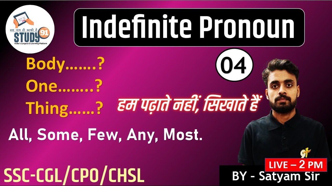 Indefinite Pronouns - all, None, One Each, Some, Any, Both | Indefinite Pronoun Class | Study91