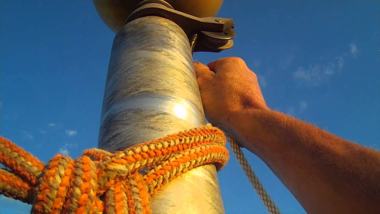 Dave Climbing Flagpole @Funeral Home