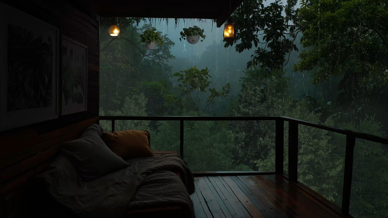 Deep Sleep in a Rain-Soaked Cabin 🌧️🔥Rainfall & Fire Sounds for Better Sleep