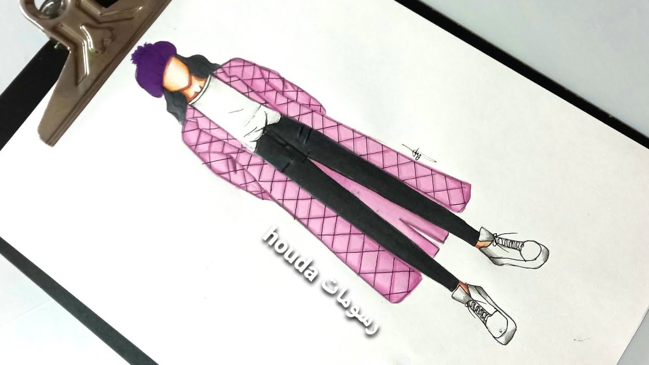 تعلم رسم أزياء كورية شتوية خطوة بخطوة /korean winter fashion drawing