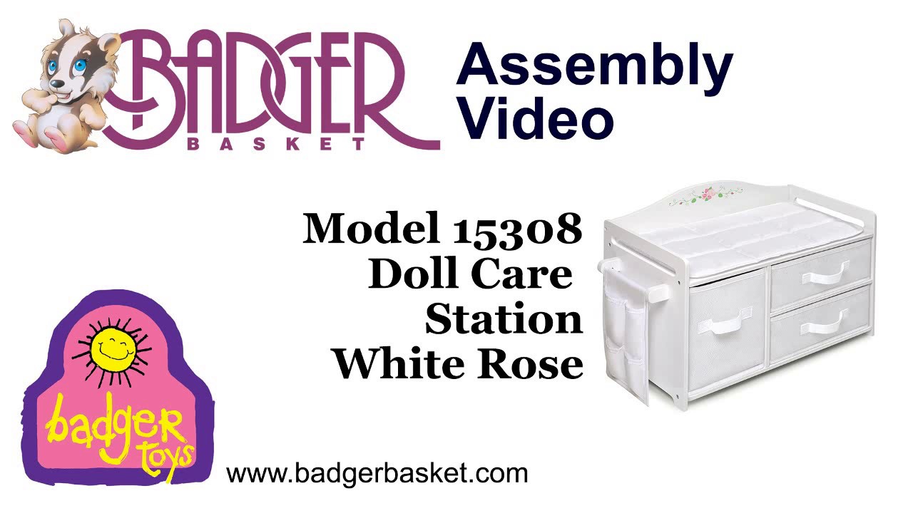 Assembly of 15308 Badger Basket White Rose Doll Care Station