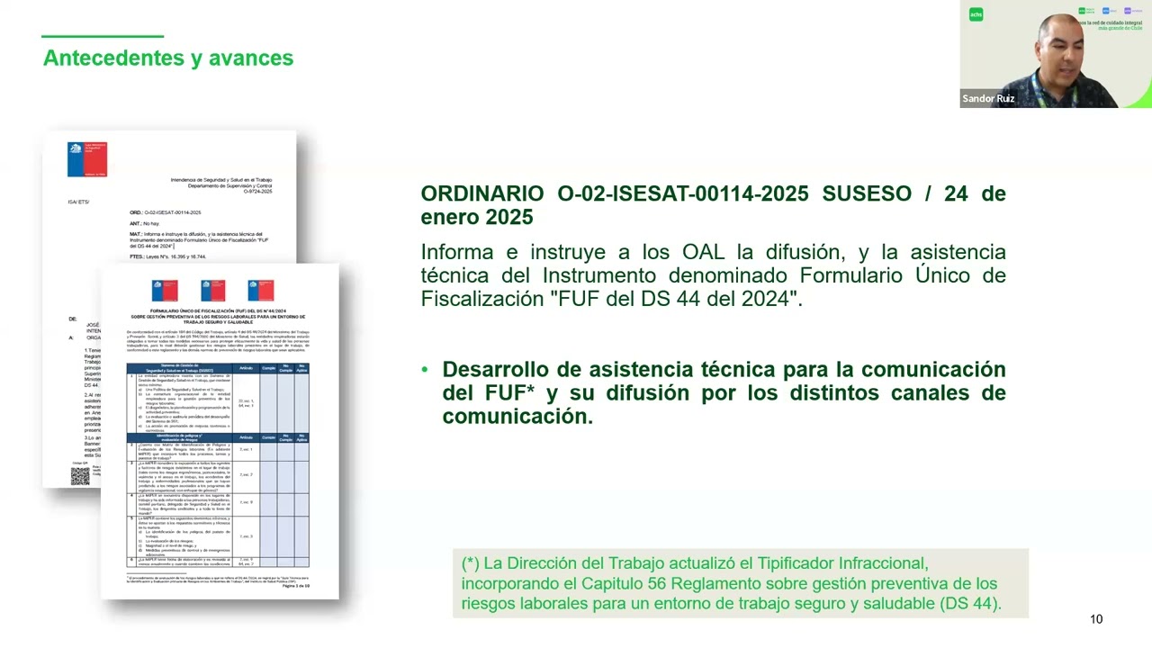 Nuevo reglamento sobre gestión de riesgos laborales, Decreto Supremo N°44