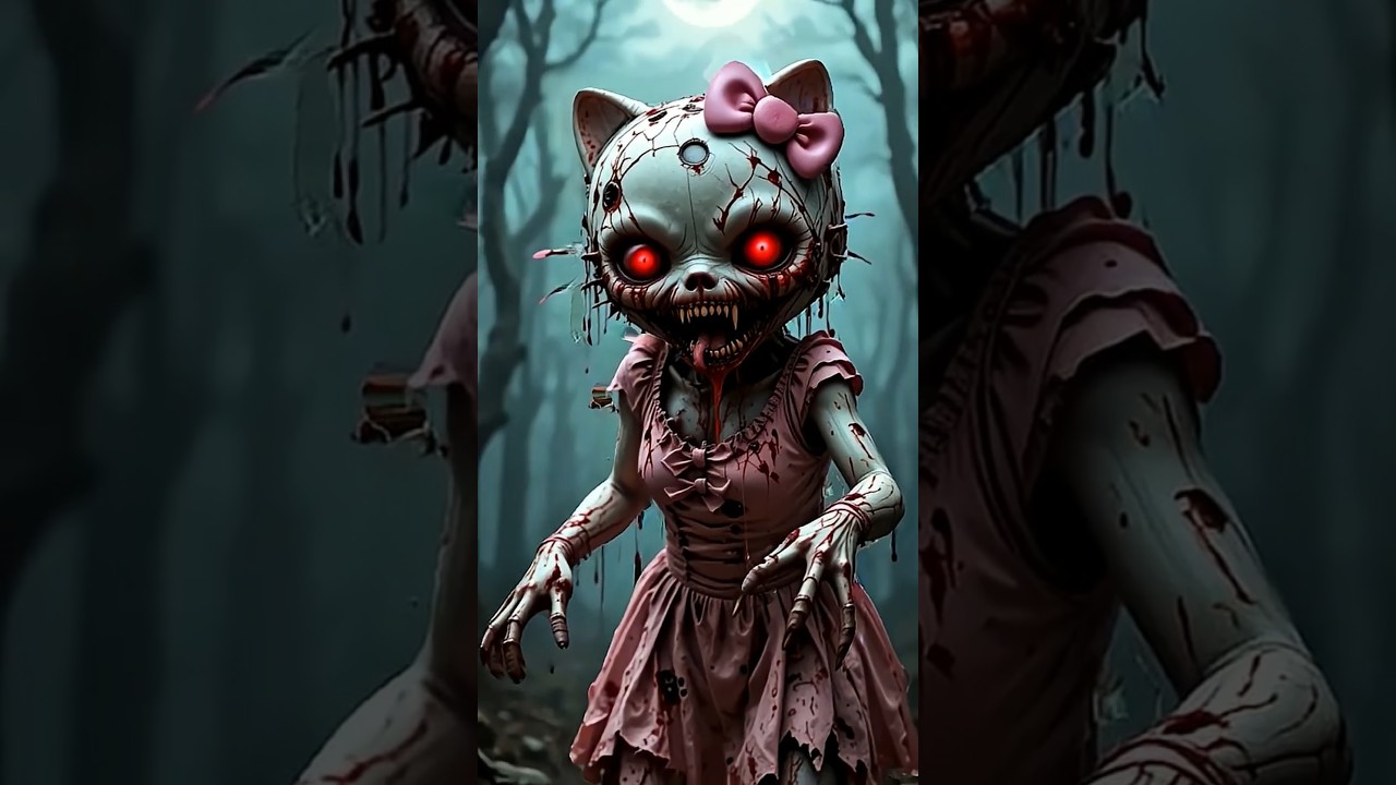 HAUNTED HORROR VERSION OF THE HELLO KITTY CHARACTER #haunted #hellokitty #horror #creepy #scary #fyp