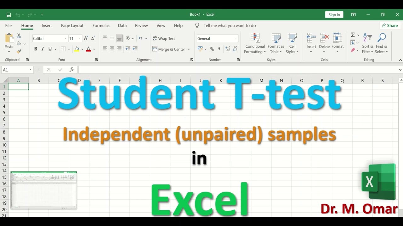 Student T test Independent, unrelated, unpaired two samples in Excel