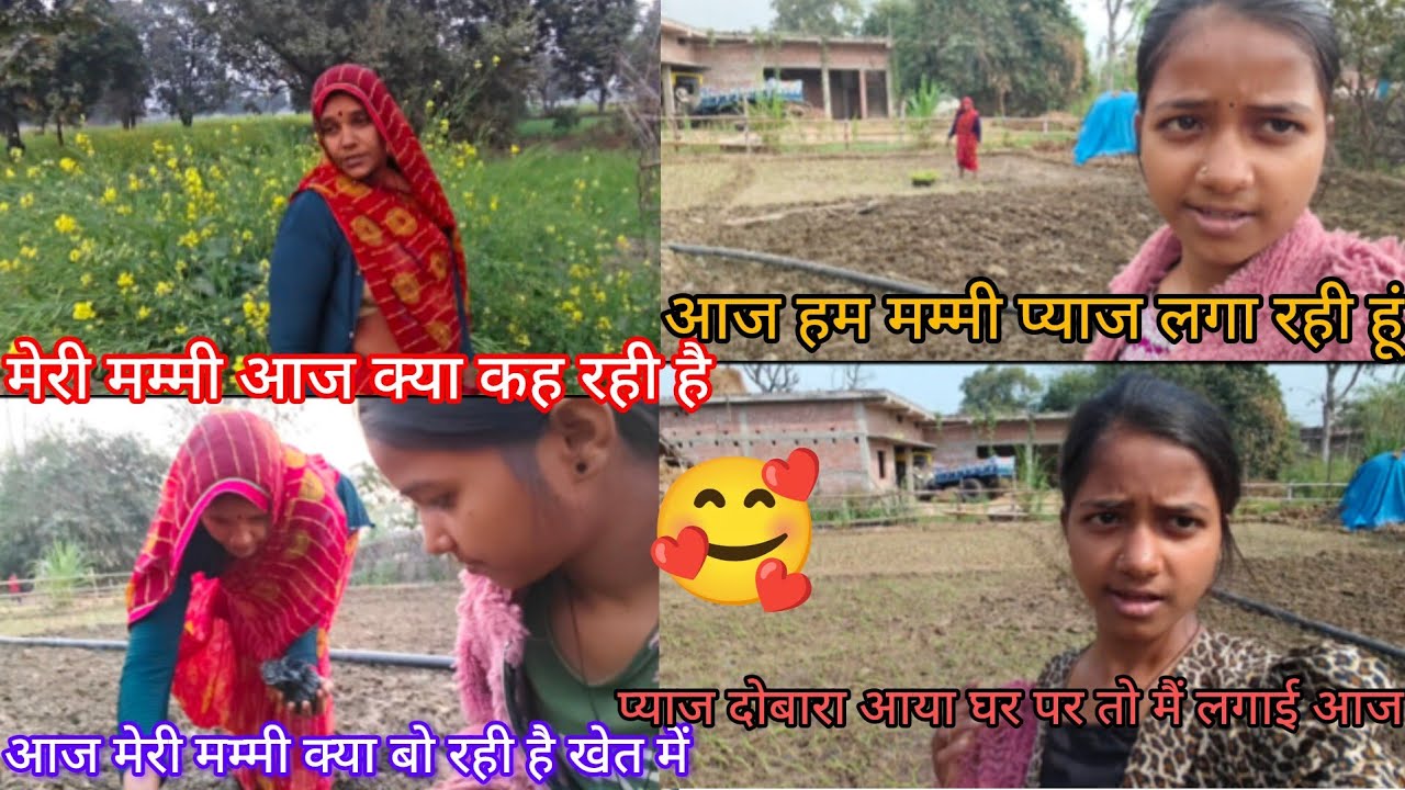 Aaj ham log pyaj laga rhe hai khet me ham or mummy 🥰🥰#mangalbhaipatel #shivangisingh #