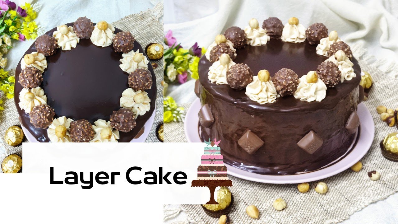 لاير #كايك #الشكلاطة🍫 layer Cake au #chocolat# 🍫مع جنواز خفيفة وكرام موسلين بالبوفريوة🌰