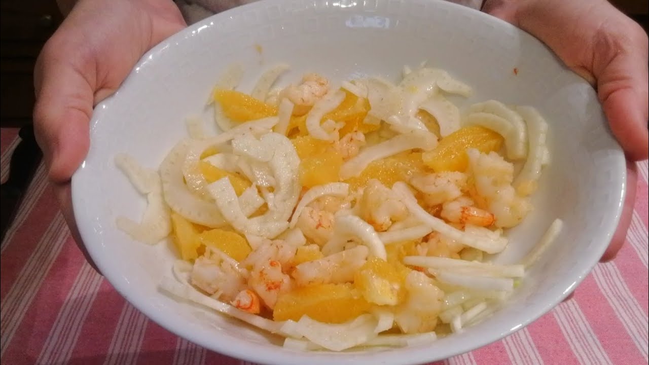 INSALATA DI FINOCCHI ARANCIA E GAMBERI