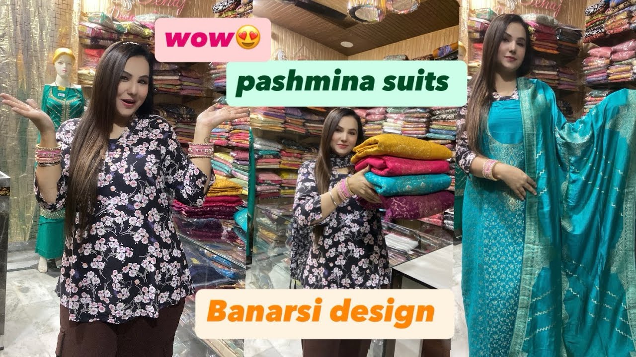 Banarsi design in winter fabric 😍|| wow 🤩|| winter fabric pashmina suits with banarsi style design 👌
