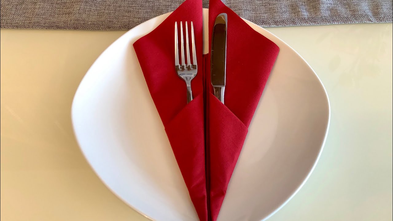 Servietten falten - einfache Bestecktasche schnell falten - Tischdeko