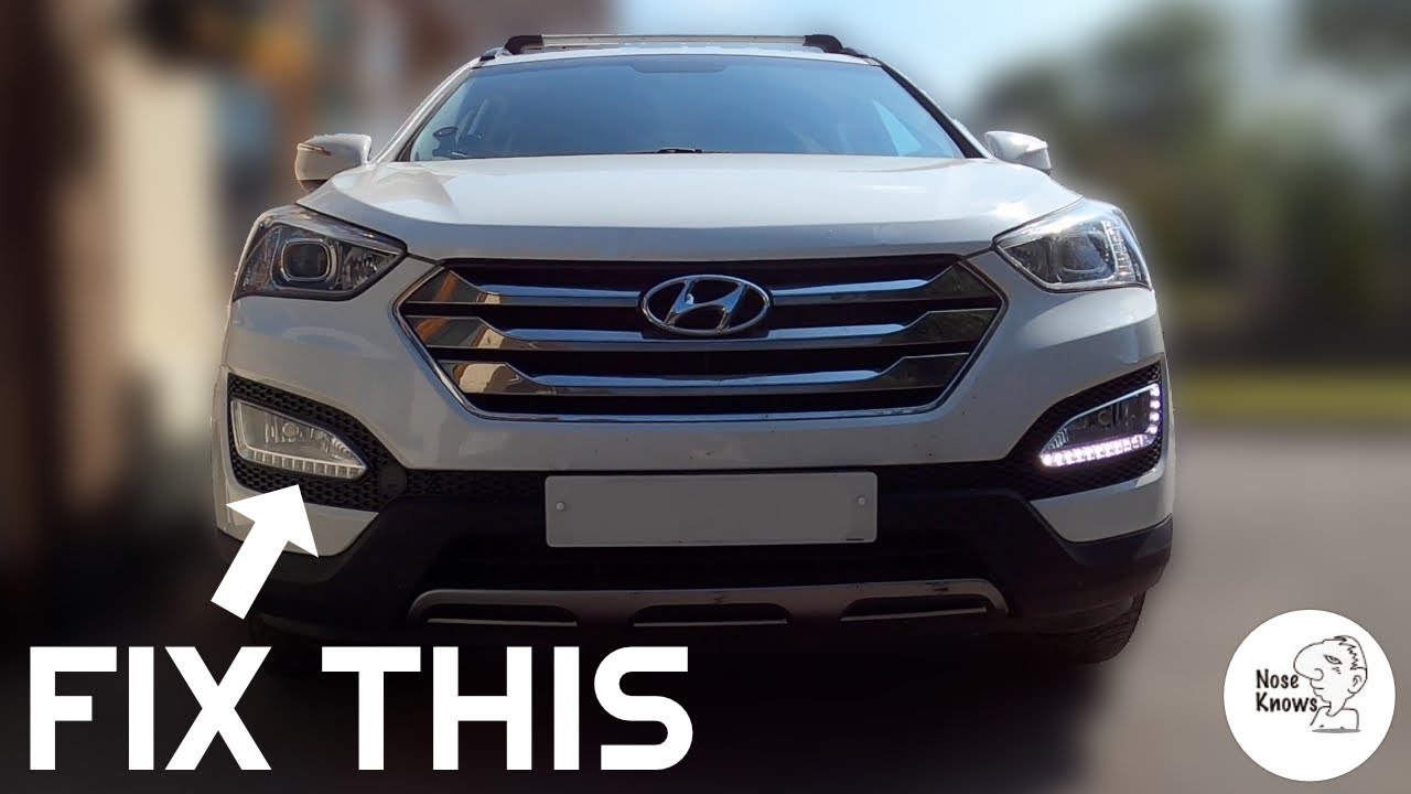 Santa Fe 2013 to 2020 LED Daytime Running Light Remove & Repair Tutorial - Fix Hyundai DRL all in 4K
