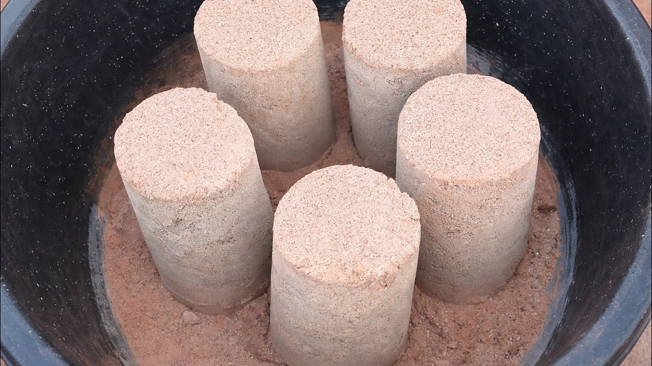 ASMR very soft sand and pure cement silk crunchy dry crumble in tub 🌹⛰️🪨🌋