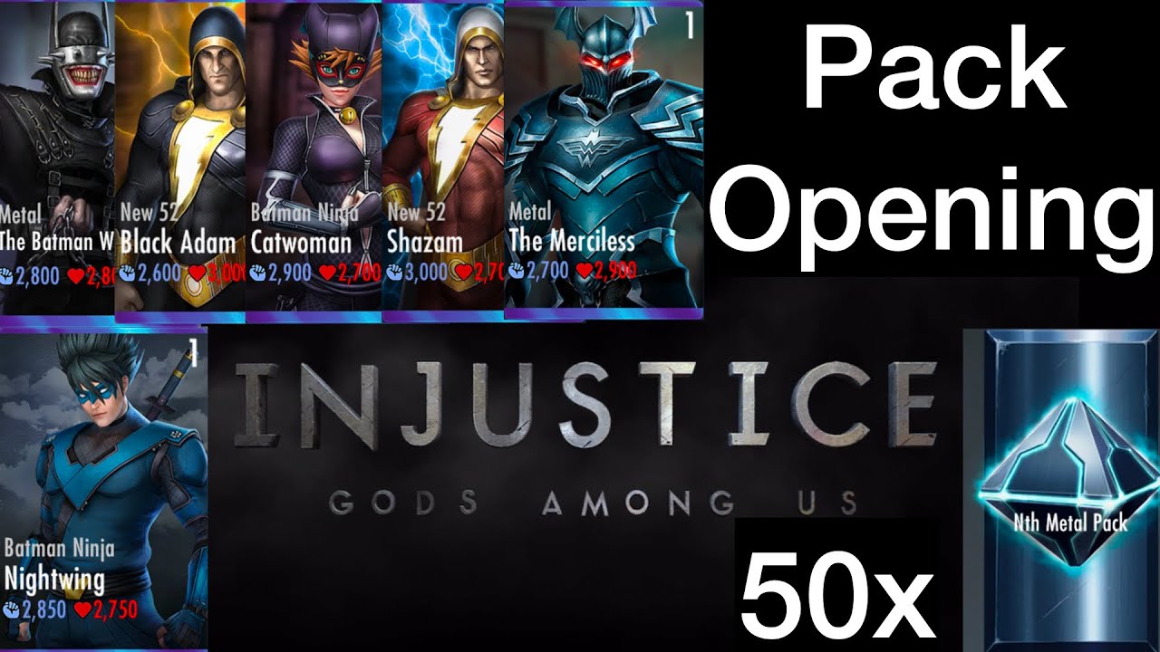 Injustice Mobile | Update 3.4 | 50x Nth Metal Pack Opening |