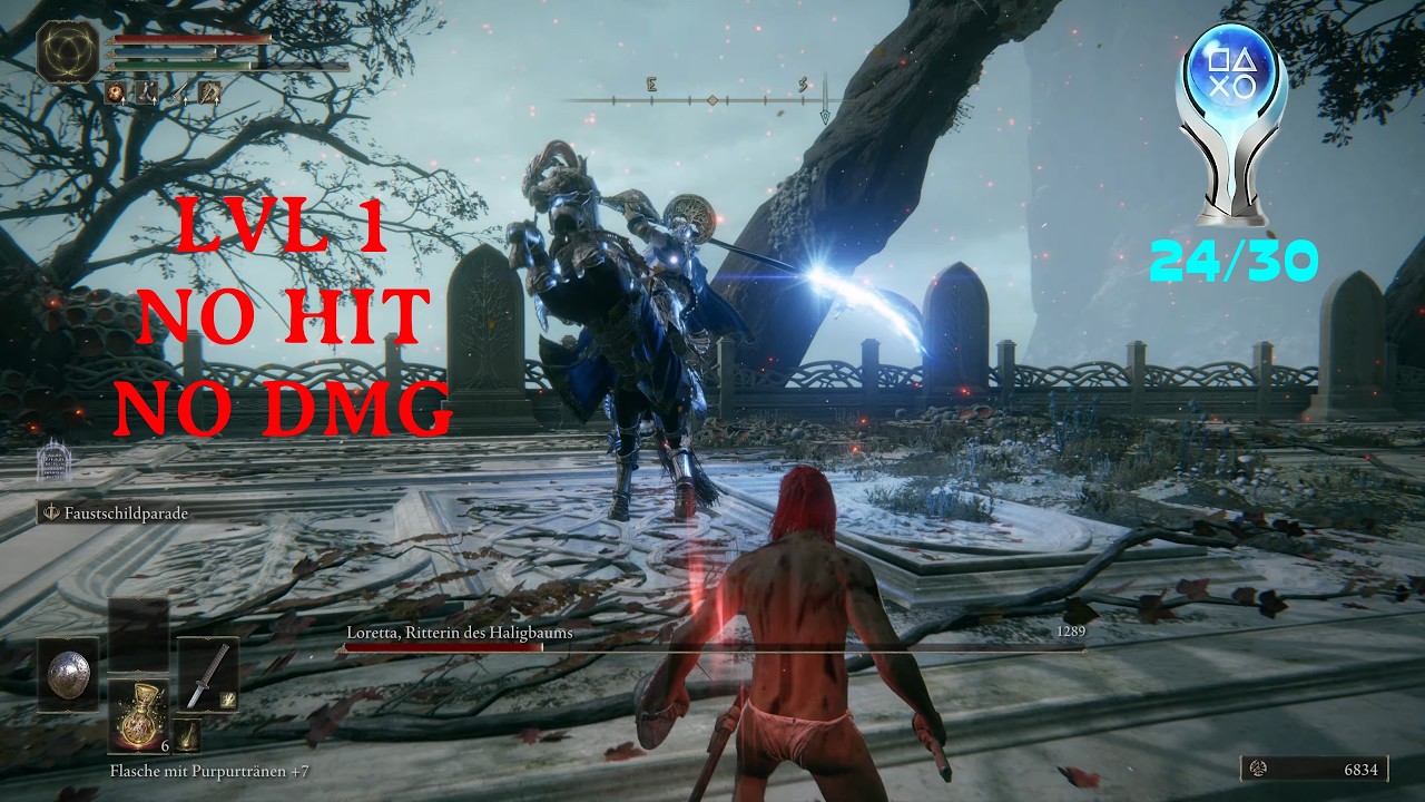 Elden Ring LVL 1 No Hit No Damage Loretta, Knight of The Haligtree (Solo No DMG) Platinum 24/30