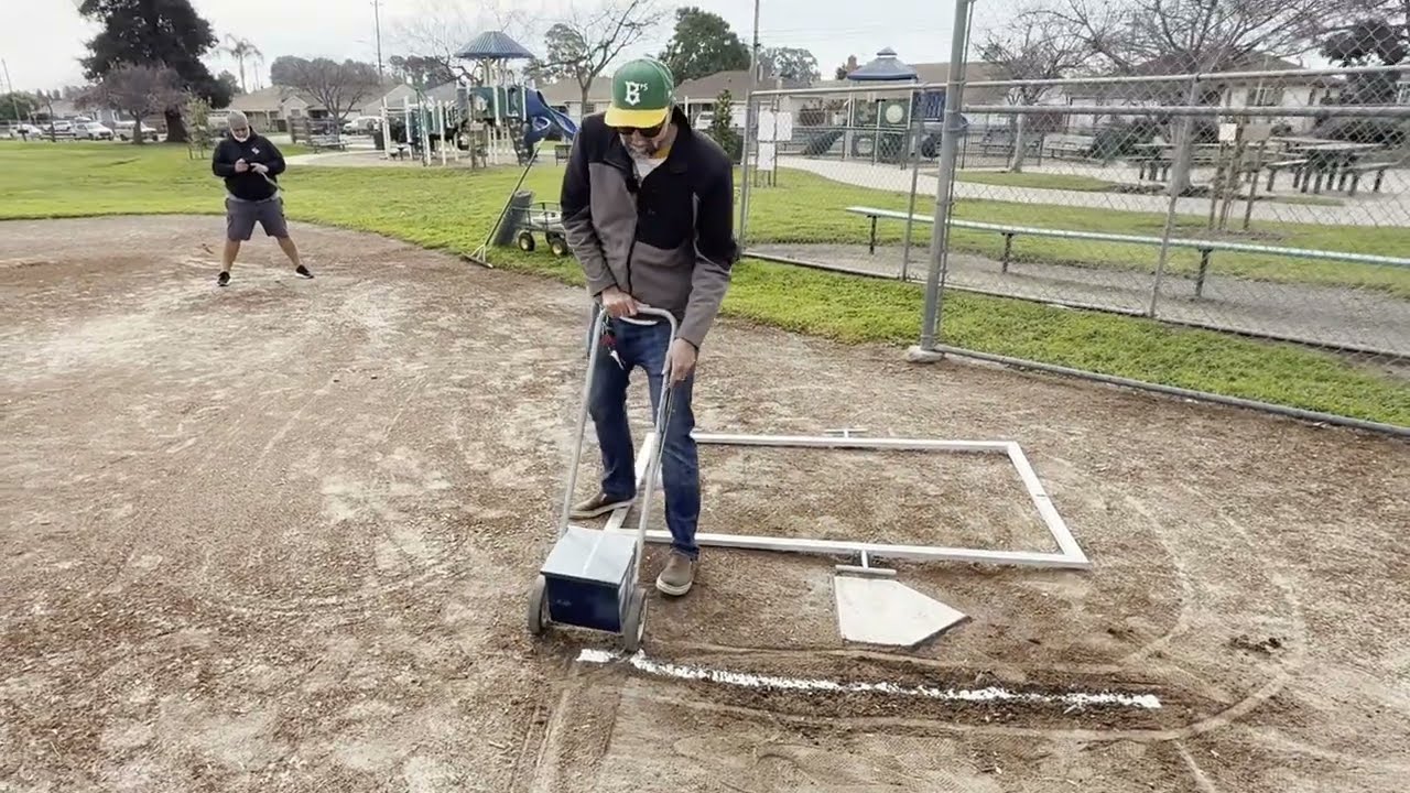 T-Ball Field Set Up Step 3: Chalking the Batter's Box