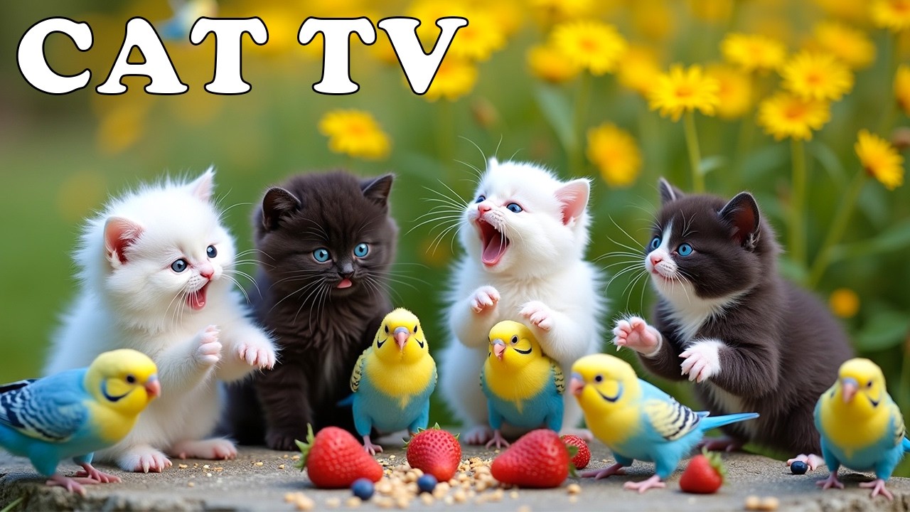 4K HDR CAT TV 😻 Pretty Little Birds for Cats to Watch and Slap 🦜🌼 TV FOR CAT To Stay Stress-Free
