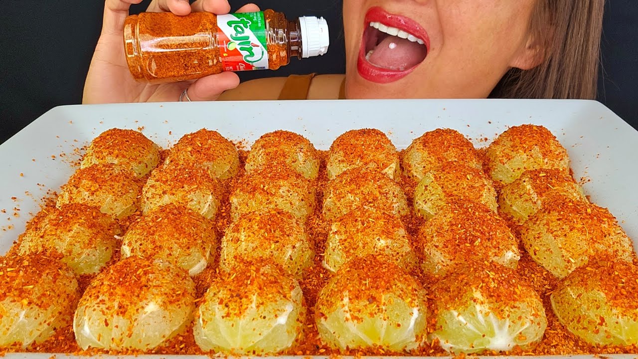 EATING SOUR LIMES LIKE A PRO (SORTA OF LOL) TAJIN SPICY ASMR MUKBANG CRUNCHY BIG BITES