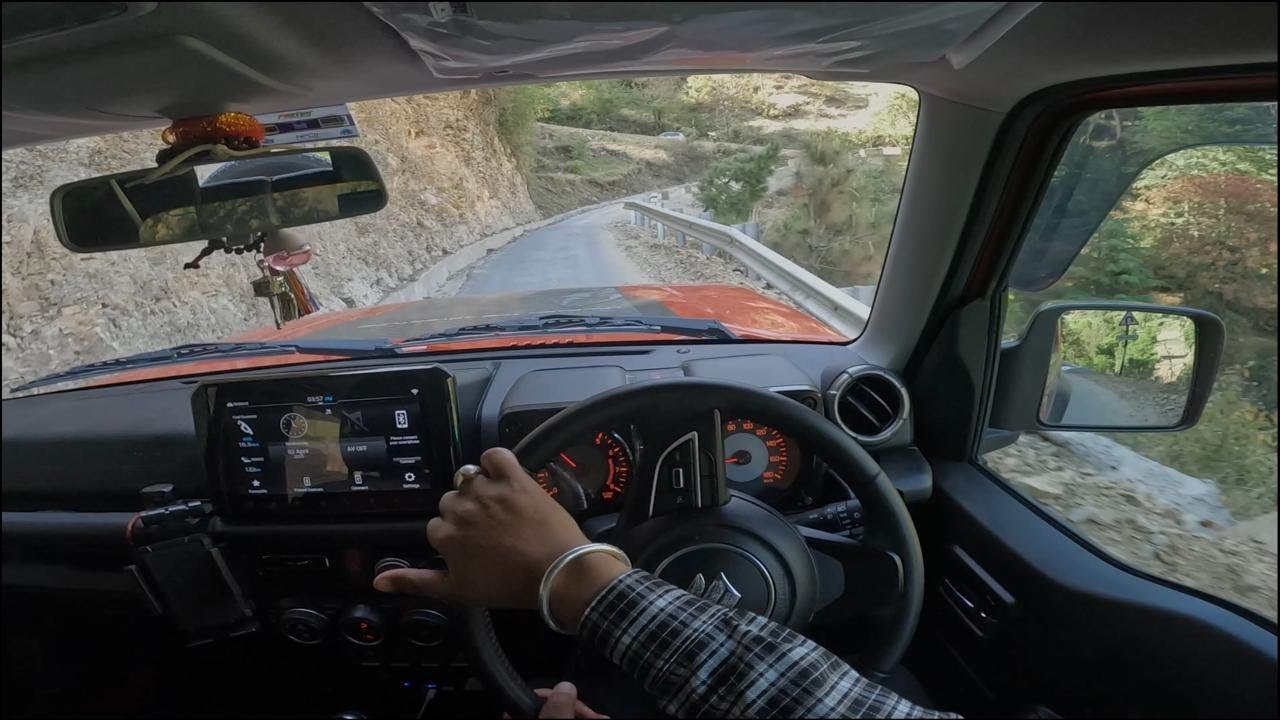 Driving Jimny uphill on narrow roads of Shimla. POV Video.