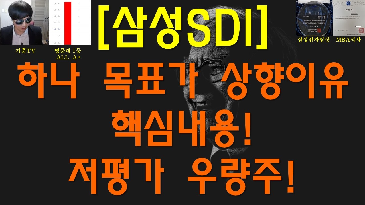 [주식투자]삼성SDI(하나 목표가 상향이유 핵심내용! 저평가 우량주!)