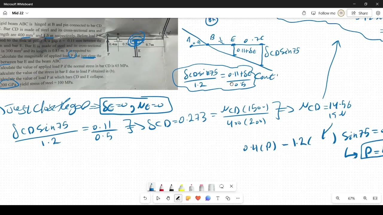 Stress Analysis CUFE Midterm 2022 Answered | CUFE Mec.28