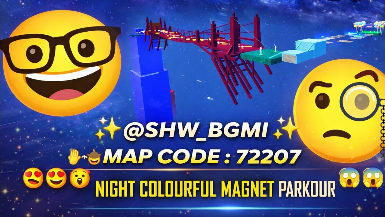 👉 NIGHT COLOURFUL MAGNET PARKOUR 🔥 CODE : 72207 💯 #bgmi  #gaming#parkour #video #shortsvideo 🔔💬👍
