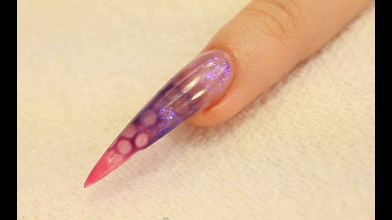 Bubble Effect UV Gel Stiletto Nail Design Tutorial
