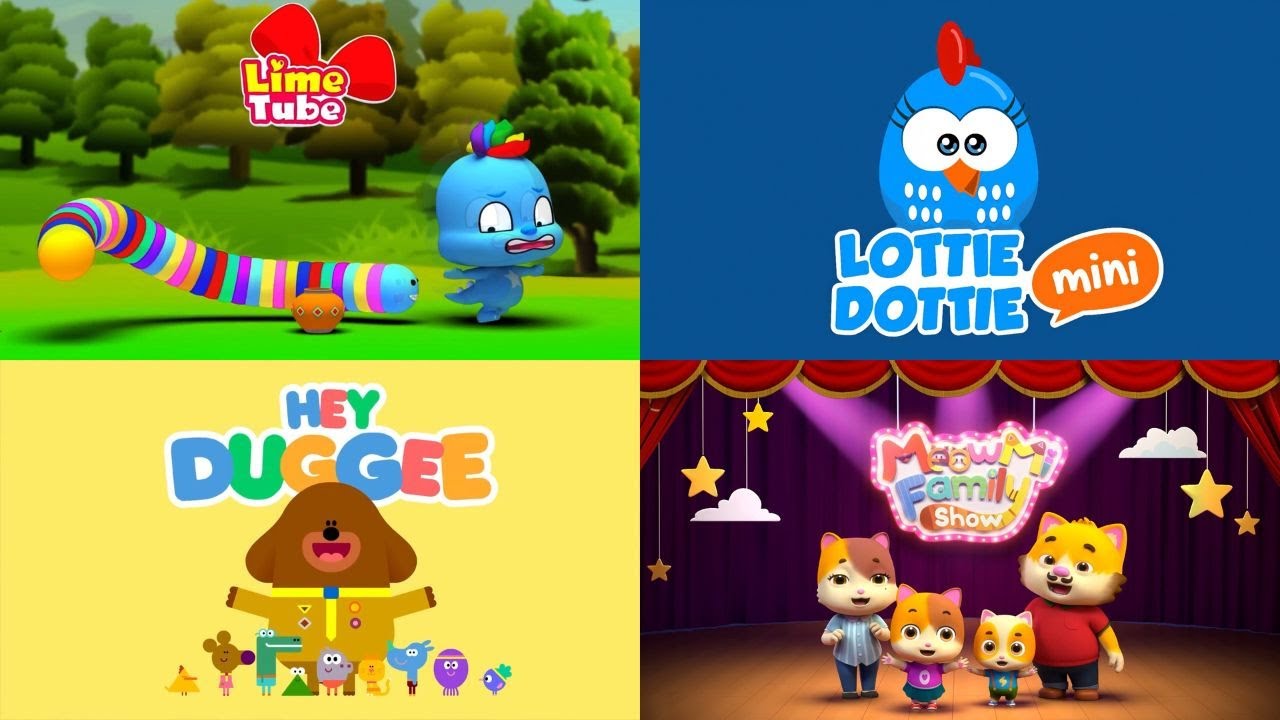 Logo Effects Mashup с участием LimeTube, Lottie Dottie Mini, Hey Duggee, Meowmi Family Show