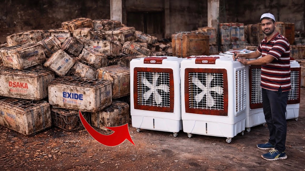 Waste to Wealth! Turning Old Battery Scrap Into Brand New Air Coolers 