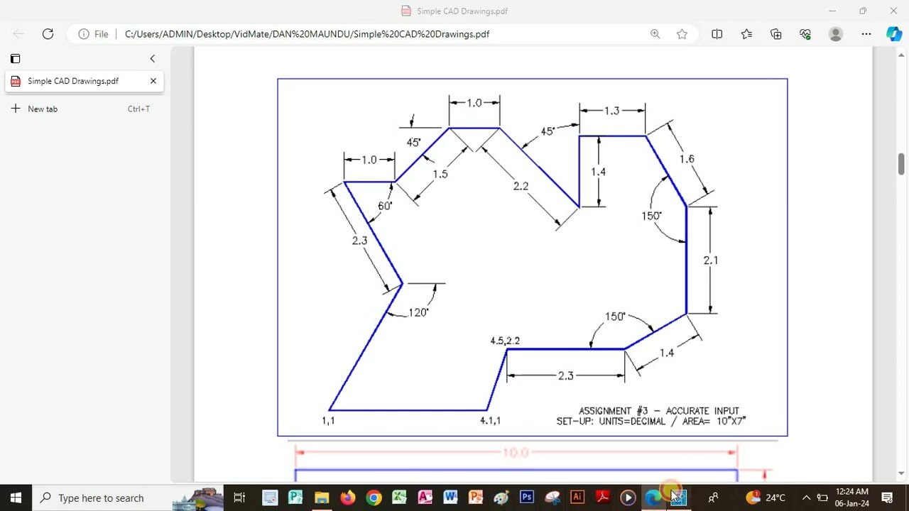 AutoCAD  Tutorial on 2D Drawing Exercise 5 by Daniel Maundu