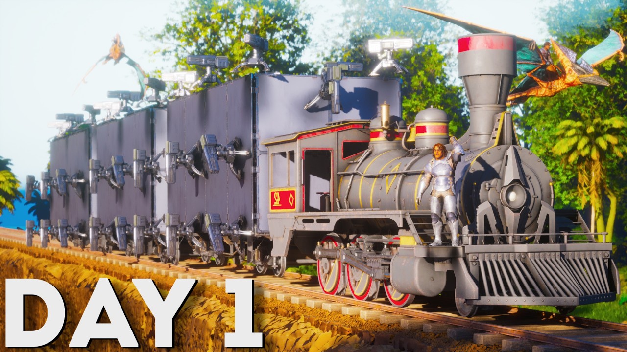 I Survived SOLO On A TRAIN In Ark Ascended PvP On Wipe Day..
