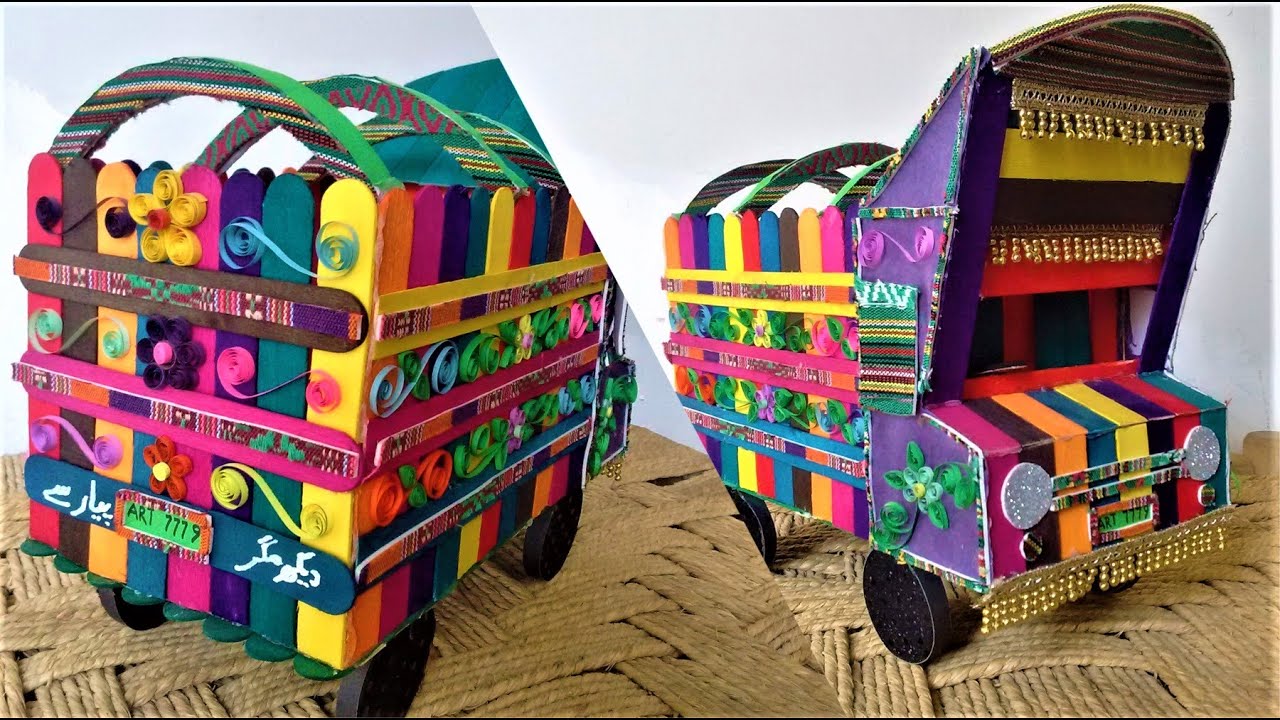 DIY popsicle stick truck art | DIY home deor | DIY truck art