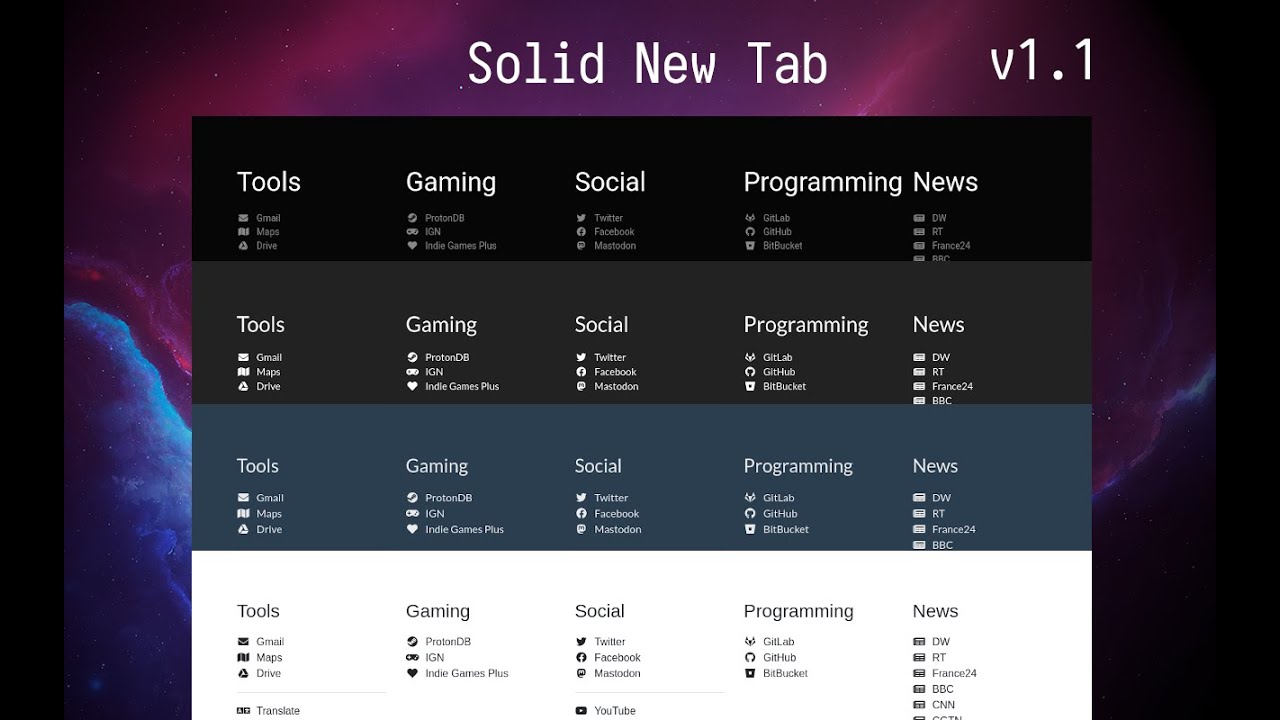 Solid New Tab v1.1