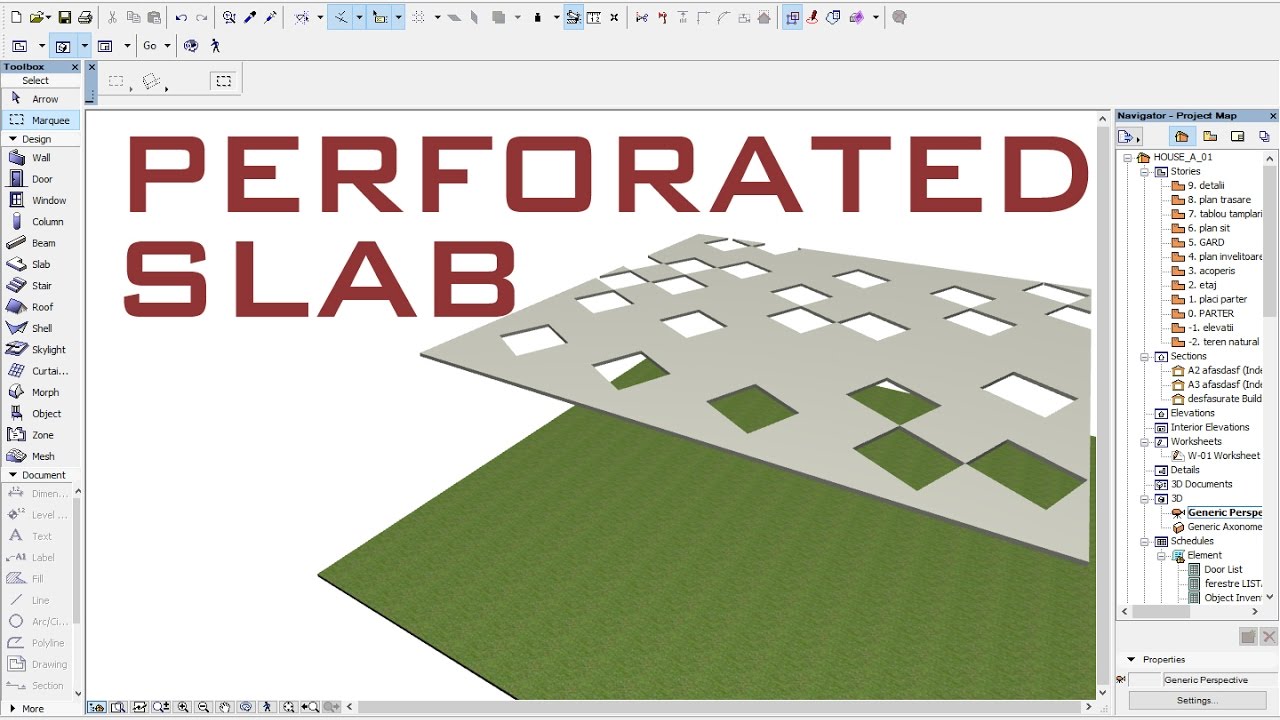 Perforated slab in ArchiCAD (openings in slab)