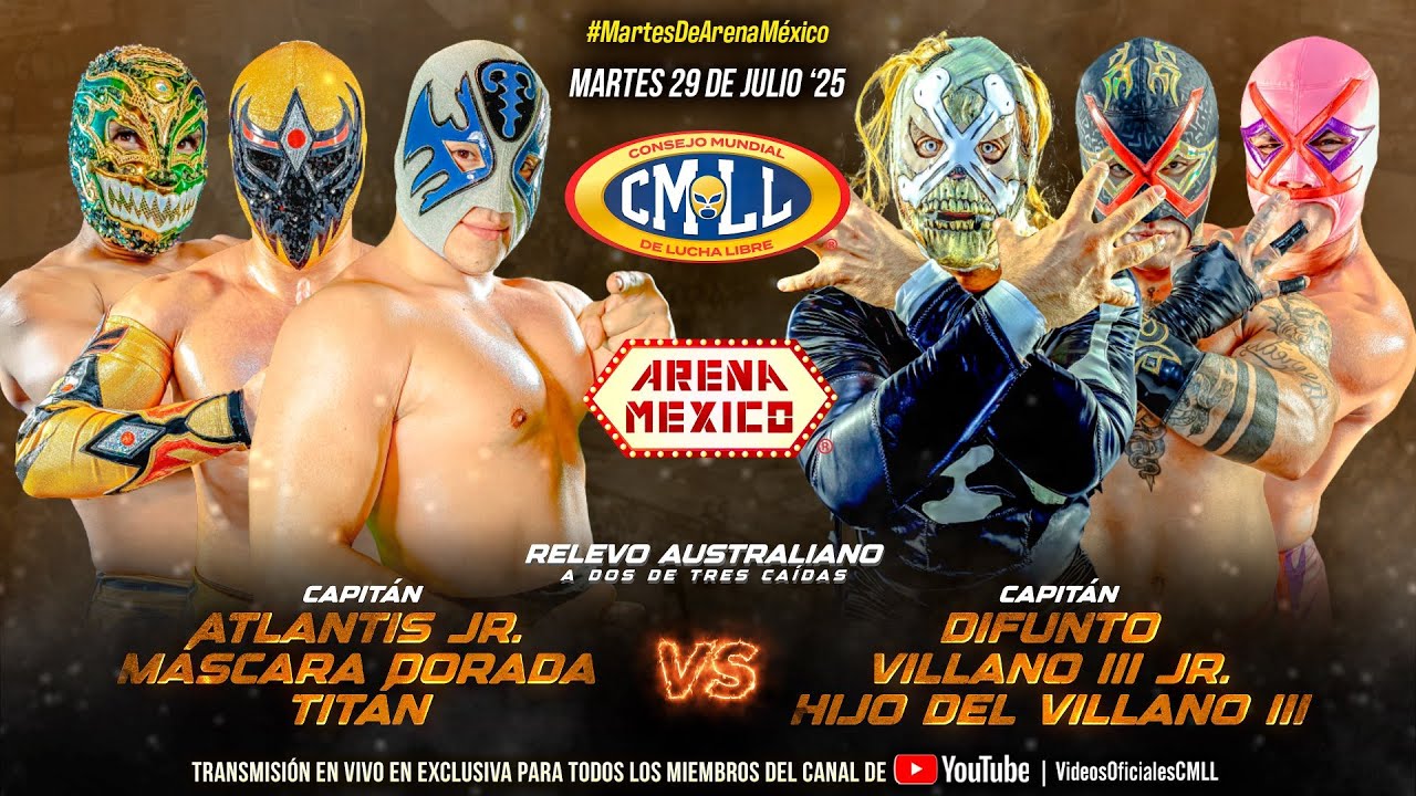 CMLL HIGHLIGHTS  || ATLANTIS JR., M. DORADA Y TIT&Aacute;N VS DIFUNTO, H. VILLANO III Y VILLANO III JR.