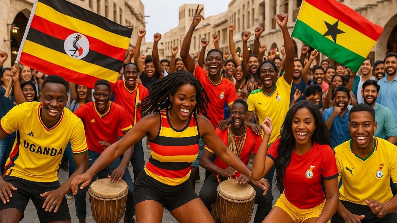 African Power in Qatar !  🇺🇬  🇬🇭 Ugandan U17 Celebration Turns Into Full Jama Festival!