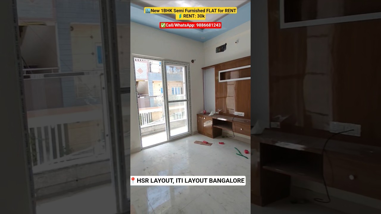 New 1bhk flats for rent in HSR layout Bangalore. 