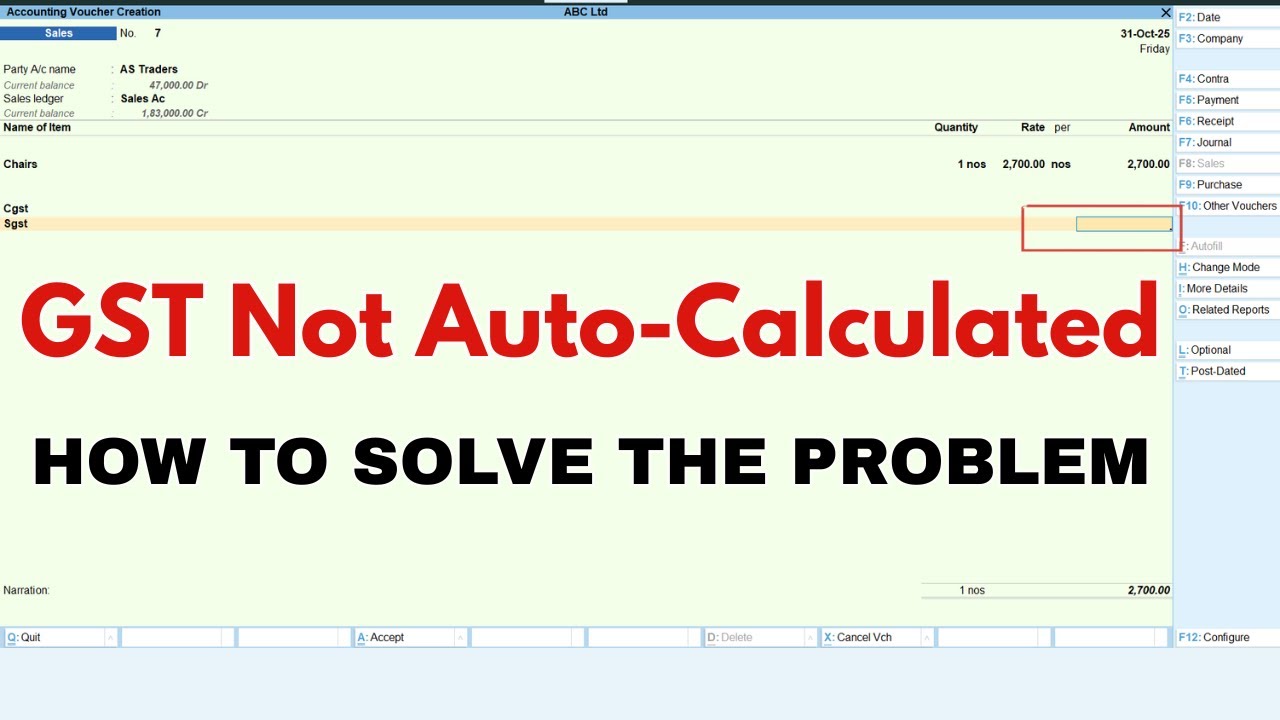 Tally Prime GST Problem | GST Amount Not Auto Calculated | Step-by-Step Fix | GST AUTO CALCULATION
